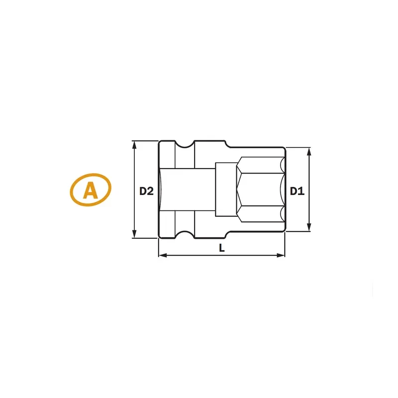1-1/2" Enchufe de Impacto 6PT