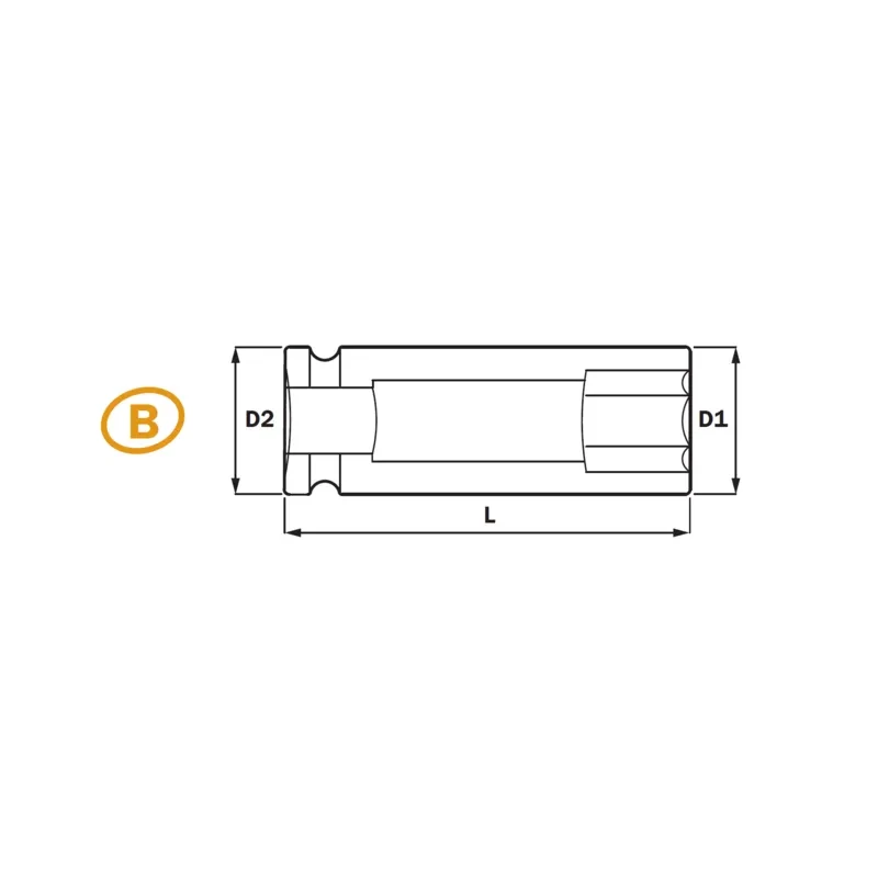 3/4" Enchufe de Impacto Profundo 6PT