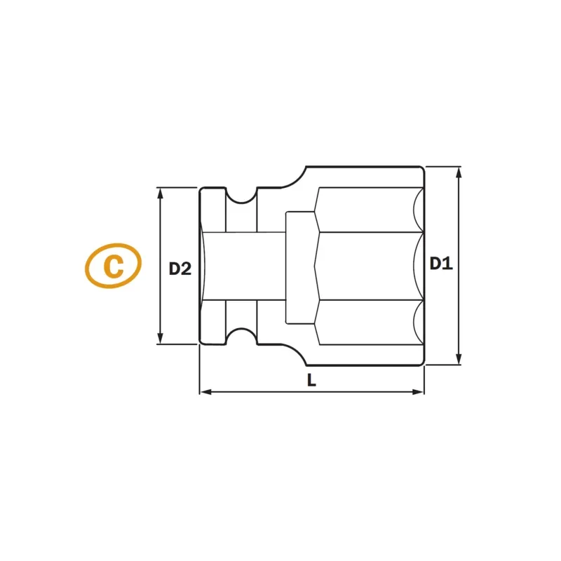 3/8" Extra Short Impact Socket 6PT